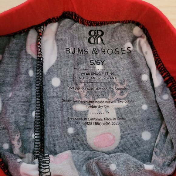 Bums & Roses UNISEX Santa And Reindeer BAMBOO Pajama Set Size 5/6y - Picture 7 of 8